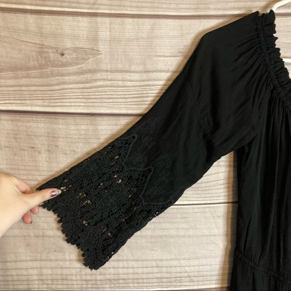 YOUNG Fabulous Broke Black Nova Mini Dress with Crochet Sleeves - Picture 5 of 11